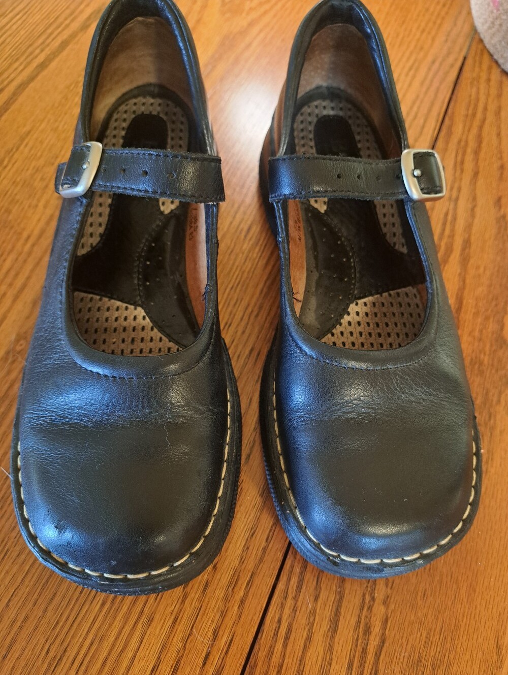 Born Black Leather Mary Jane Shoes with Buckle